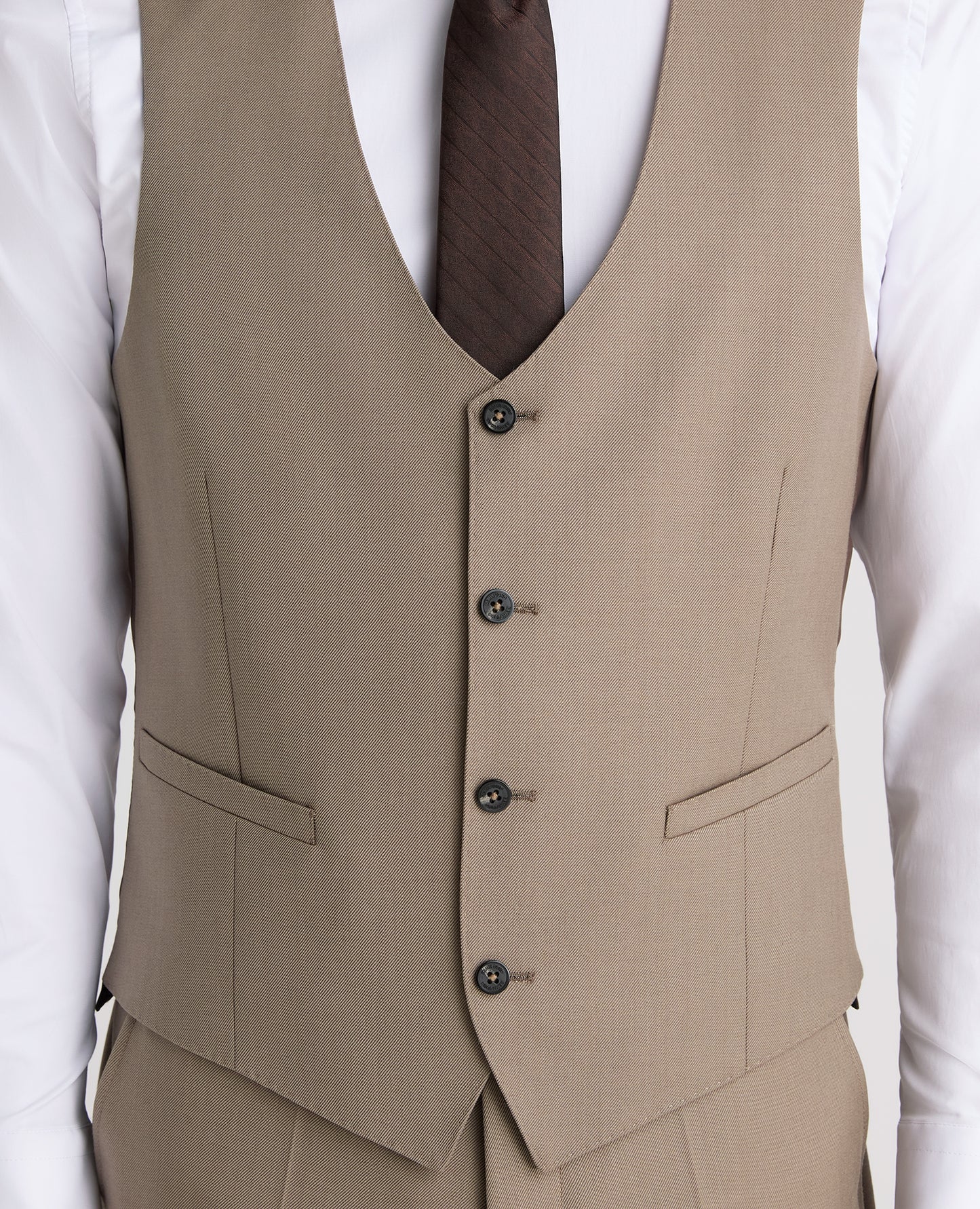 Stone Slim Fit Wool Rich Massa Waistcoat