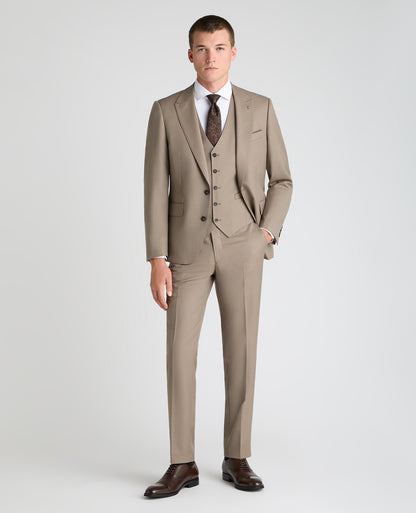 Stone Tapered Fit Wool Rich Waistcoat