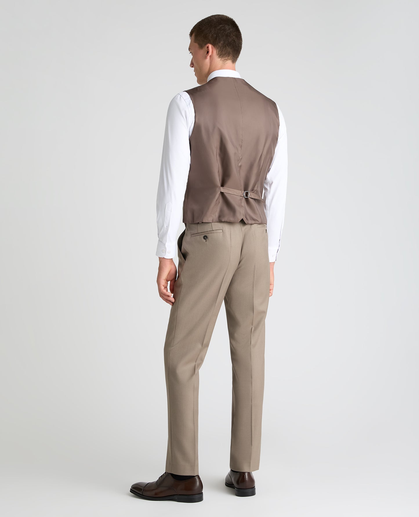 Stone Tapered Fit Wool Rich Waistcoat