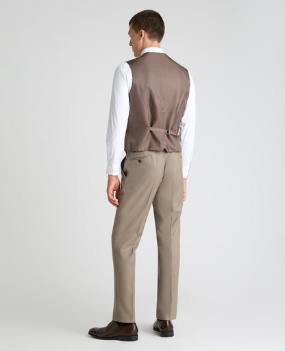 Stone Tapered Fit Wool Rich Waistcoat