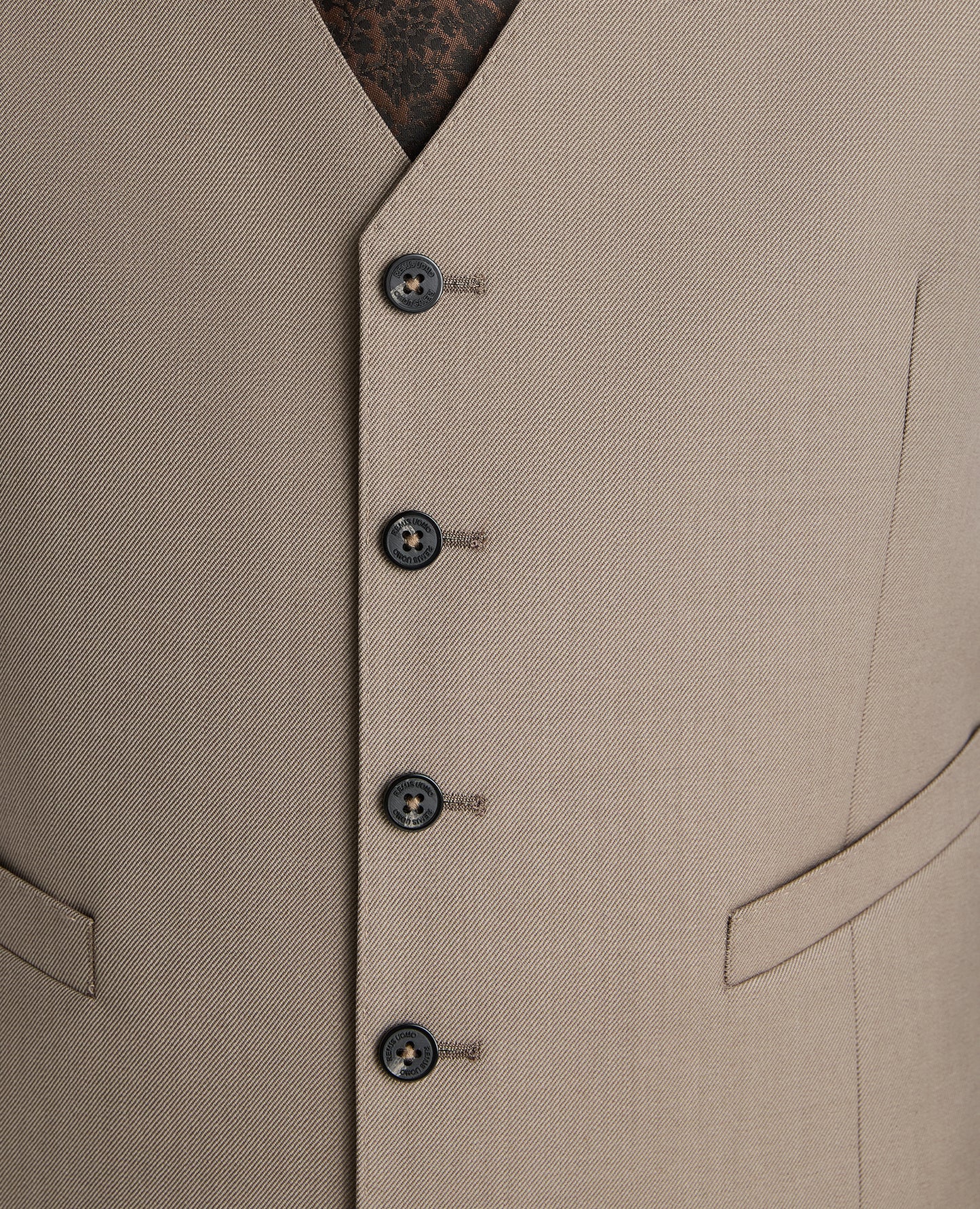 Stone Tapered Fit Wool Rich Waistcoat