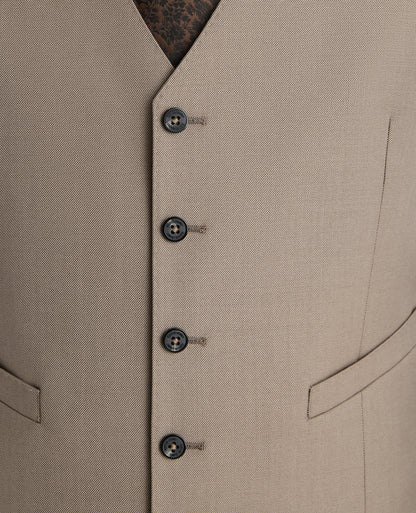 Stone Tapered Fit Wool Rich Waistcoat