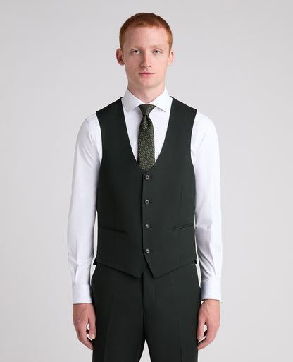 Dark Green Slim Fit Stretch Waistcoat