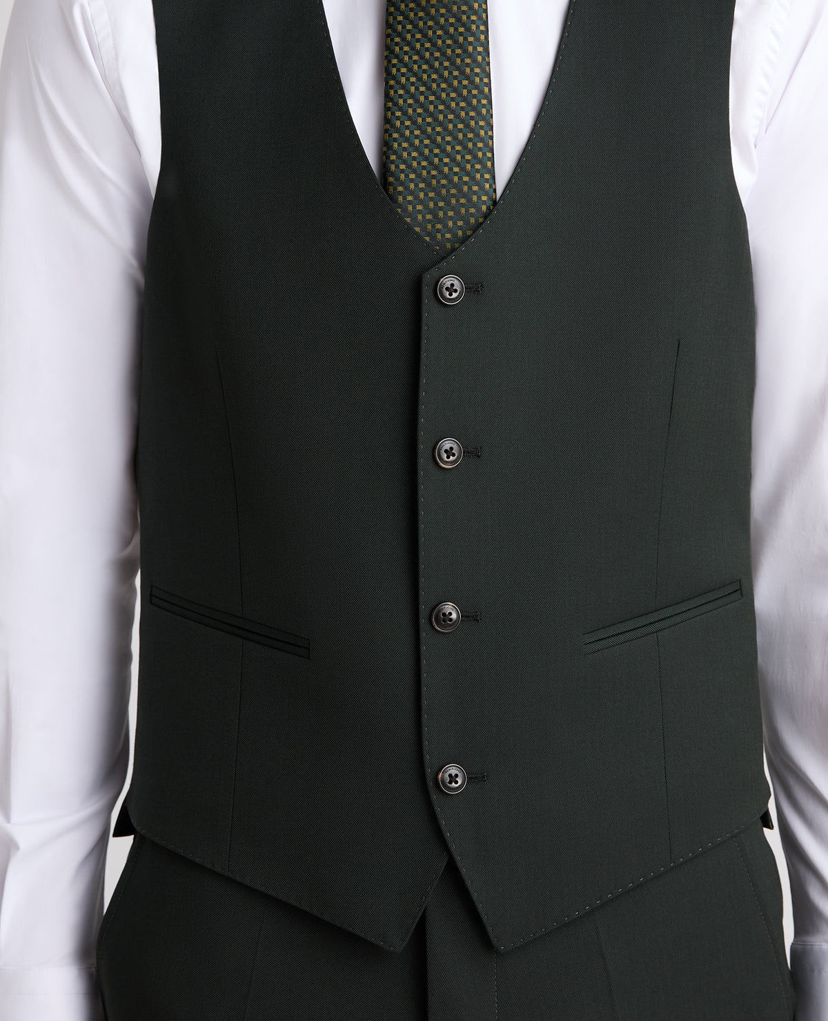 Dark Green Slim Fit Stretch Waistcoat