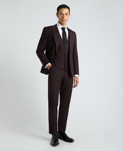 Dark Red Slim Fit Stretch Waistcoat