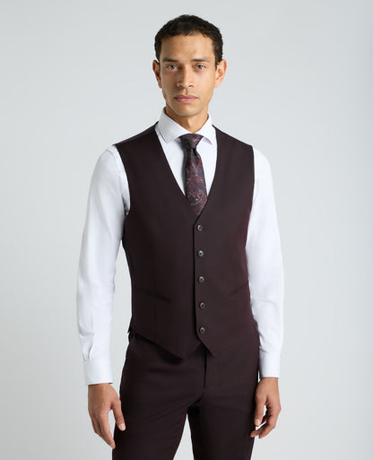 Dark Red Tapered Fit Stretch Suit