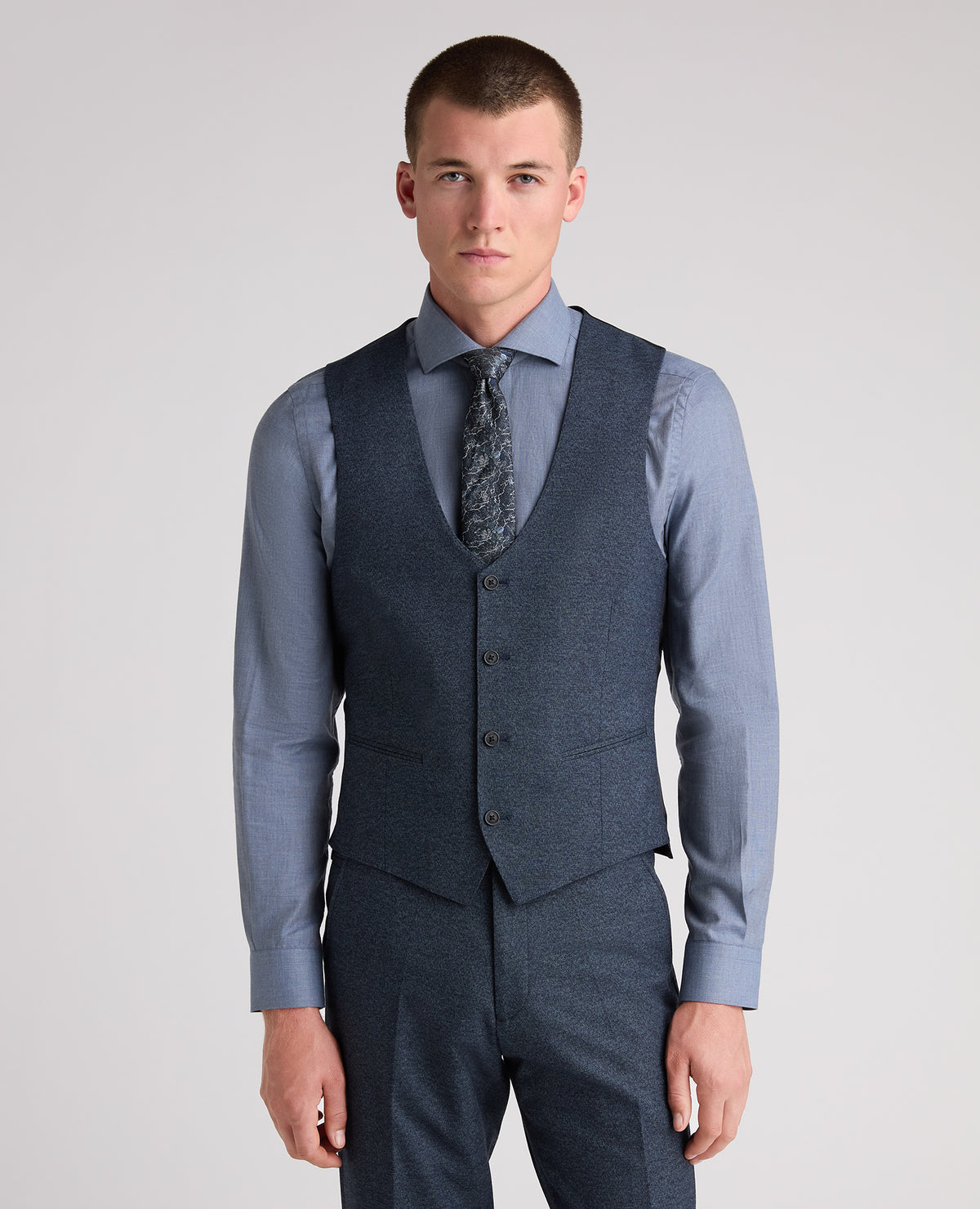 Dark Blue Slim Fit Woven Stretch Waistcoat