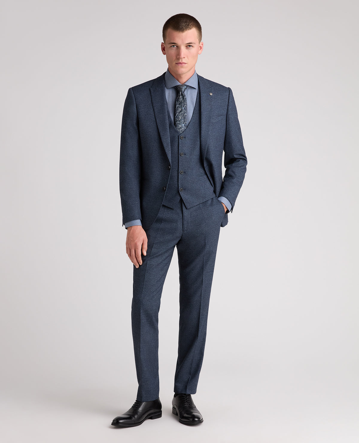 Dark Blue Slim Fit Woven Stretch Waistcoat