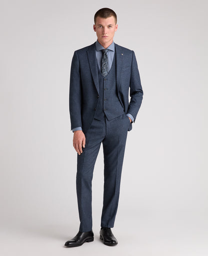 Dark Blue Slim Fit Woven Stretch Waistcoat