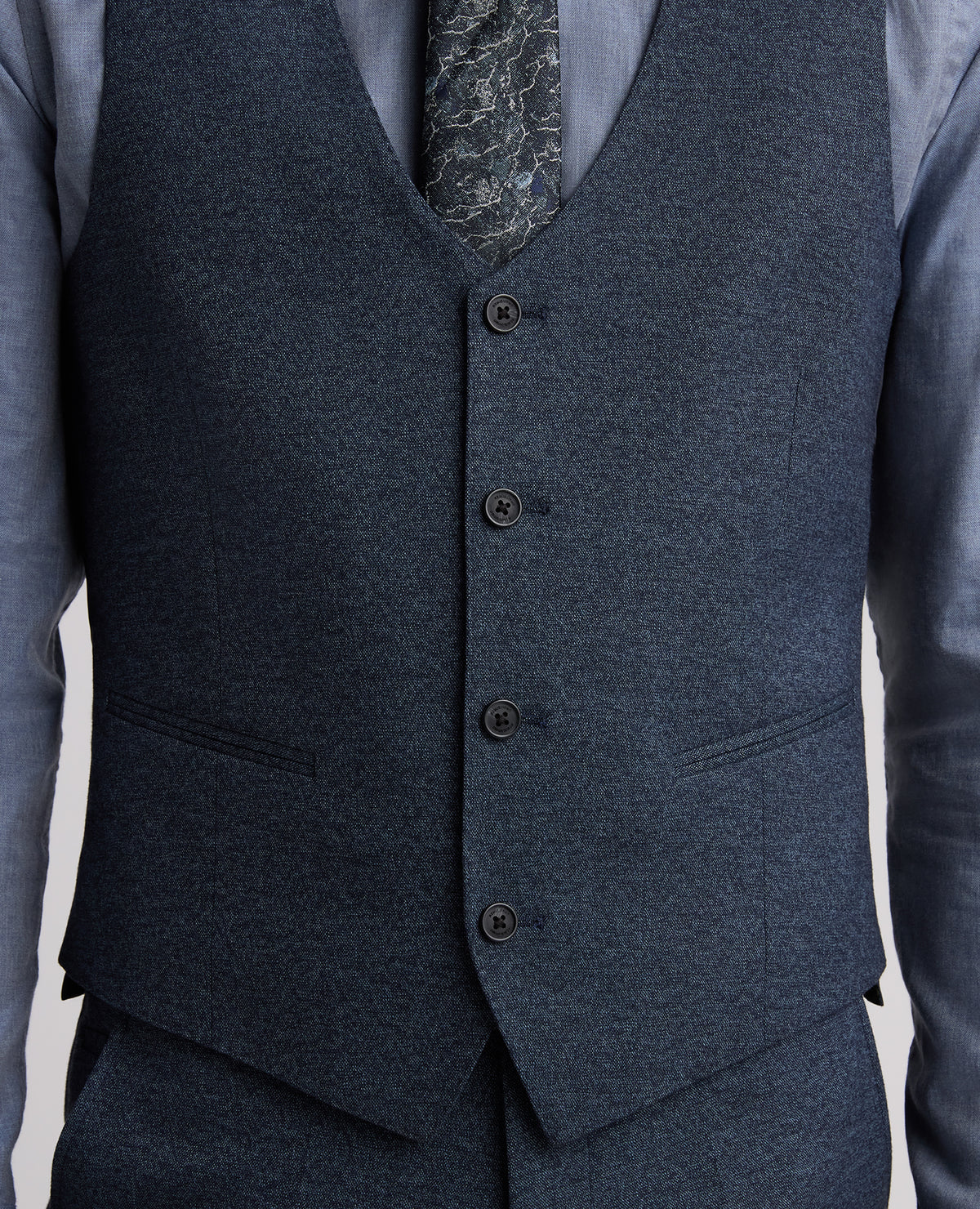 Dark Blue Slim Fit Woven Stretch Waistcoat