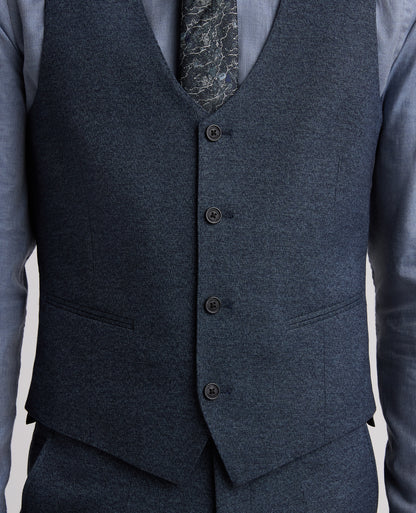 Dark Blue Slim Fit Woven Stretch Waistcoat