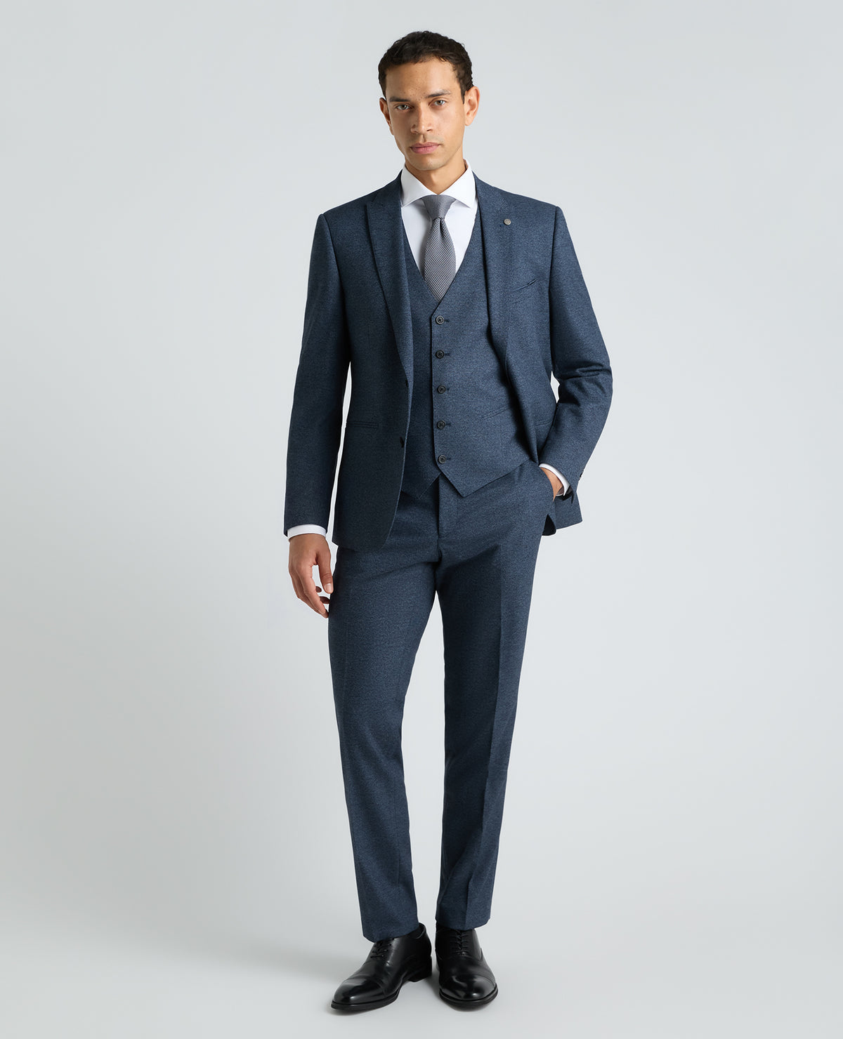 Dark Blue Tapered Fit Woven Stretch Waistcoat