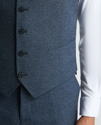 Dark Blue Tapered Fit Woven Stretch Waistcoat