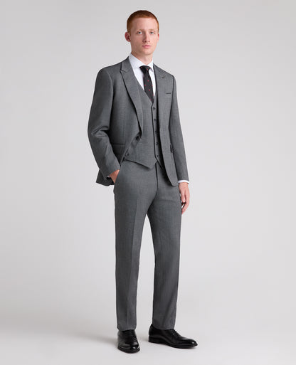 Dark Grey Tapered Fit Herringbone Stretch Waistcoat