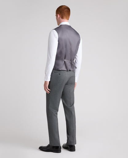 Dark Grey Tapered Fit Herringbone Stretch Waistcoat
