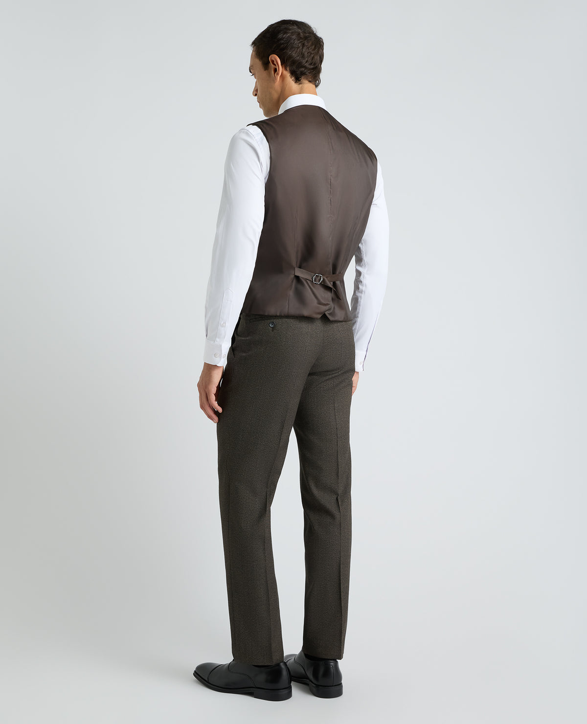 Dark Brown Tapered Fit Herringbone Stretch Suit