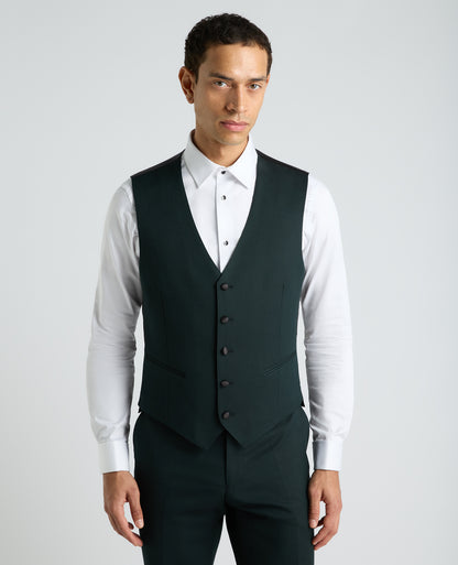 Dark Green Tapered Fit Satin Detail Stretch Dinner Suit