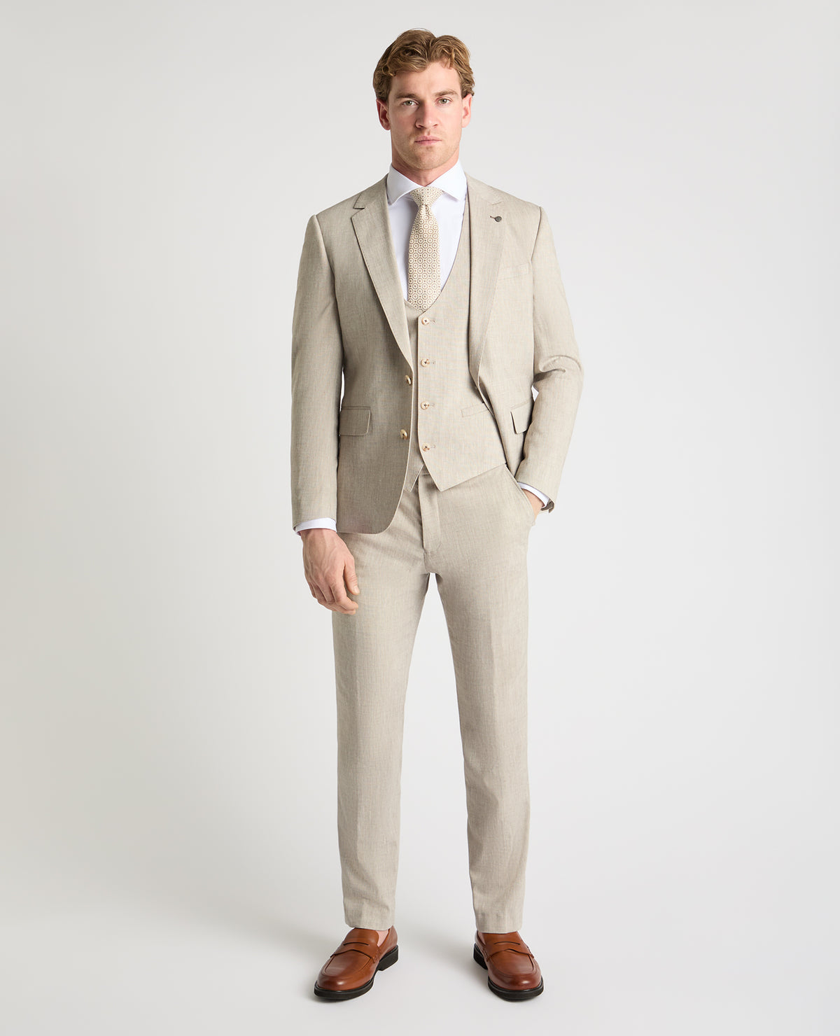 Man wearing a stone suit