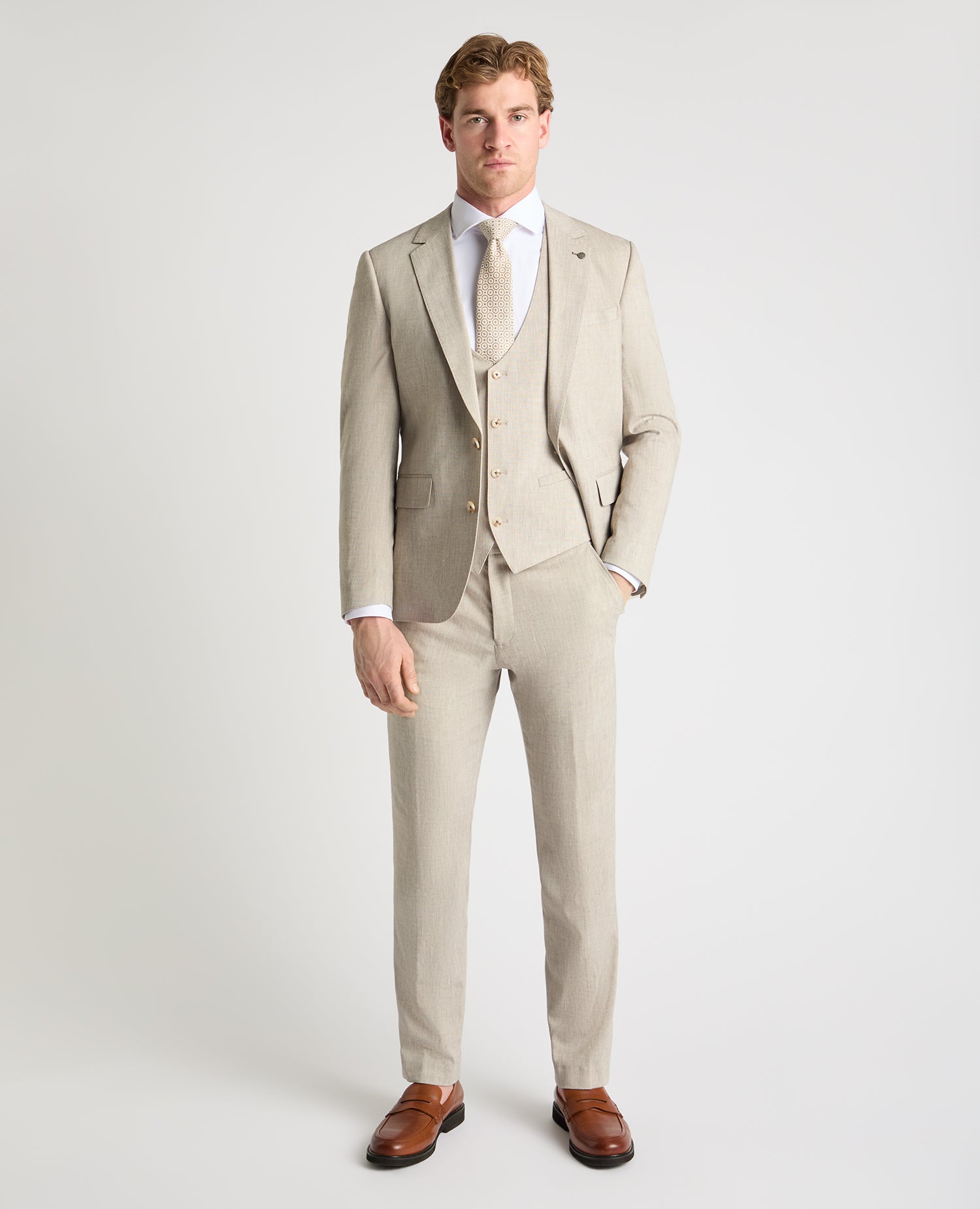 Man wearing a stone suit