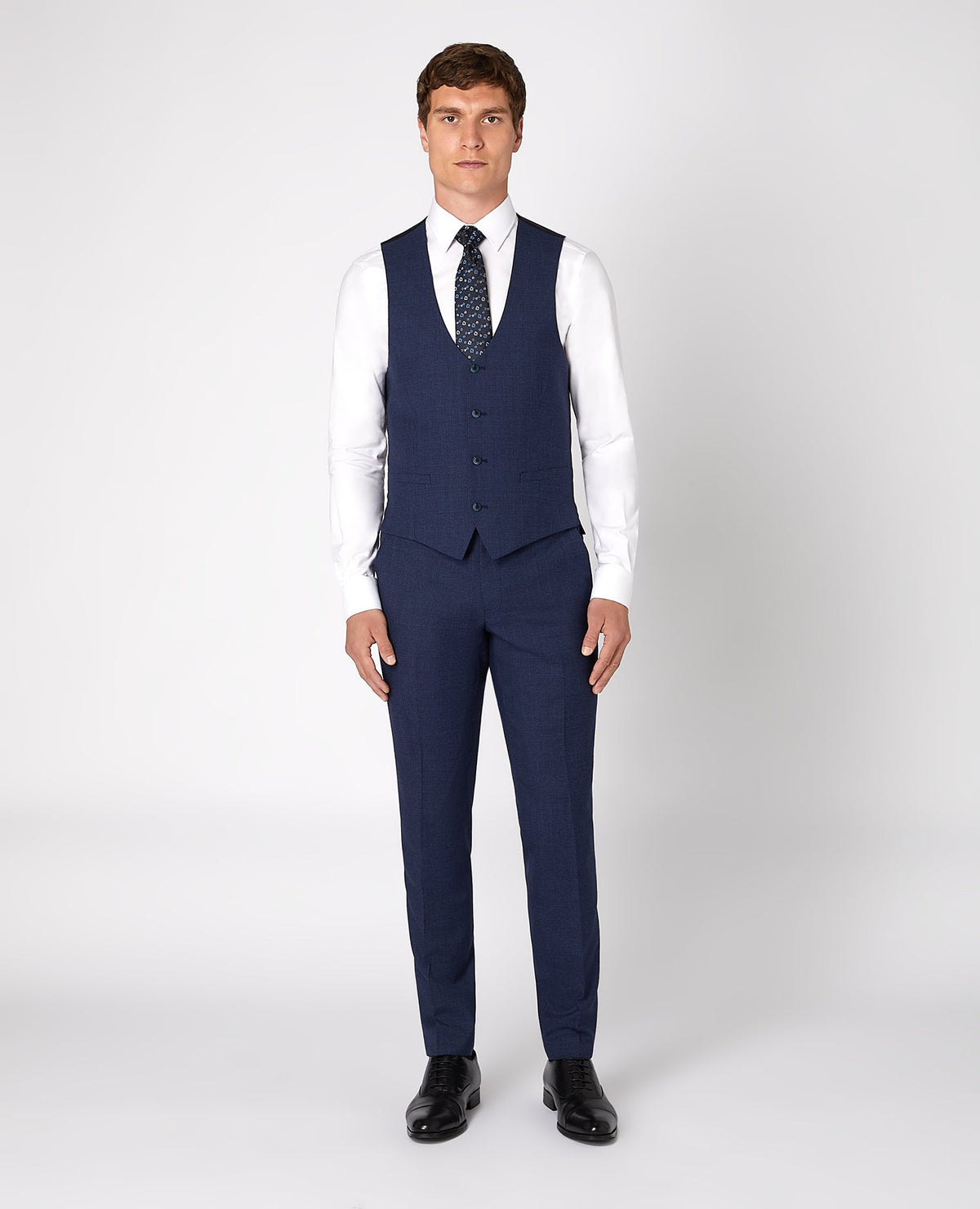 Man wearing a blue Mix and Match Suit Waistcoat
