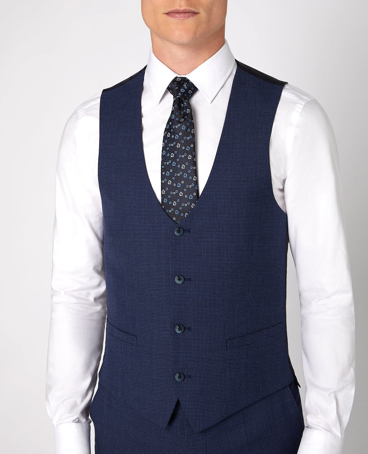 Man wearing a blue Mix and Match Suit Waistcoat
