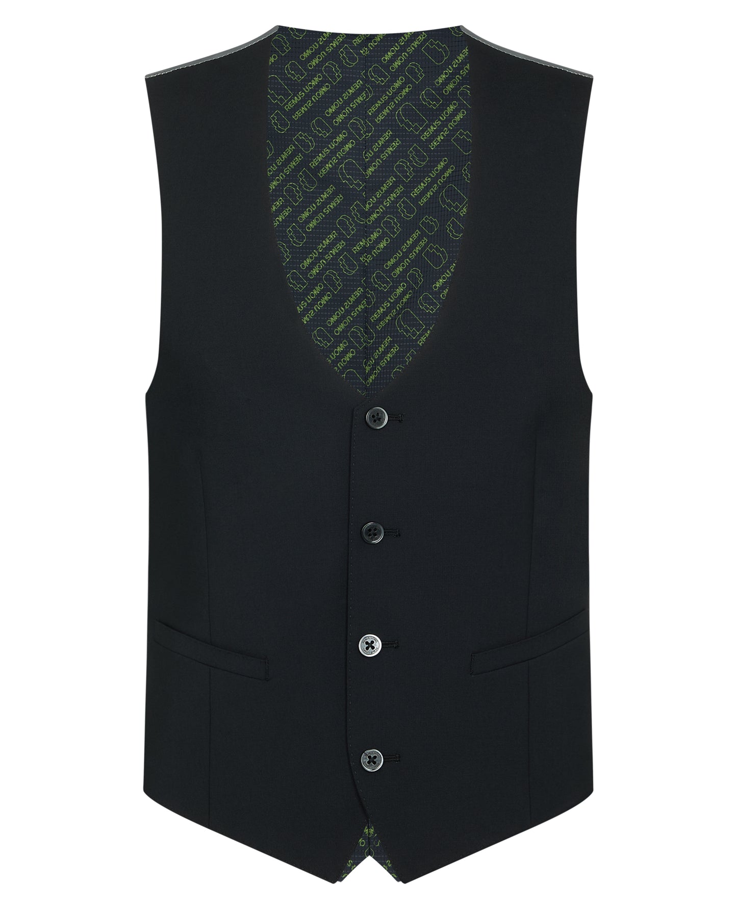 Man wearing a black Tapered Fit Black Waistcoat
