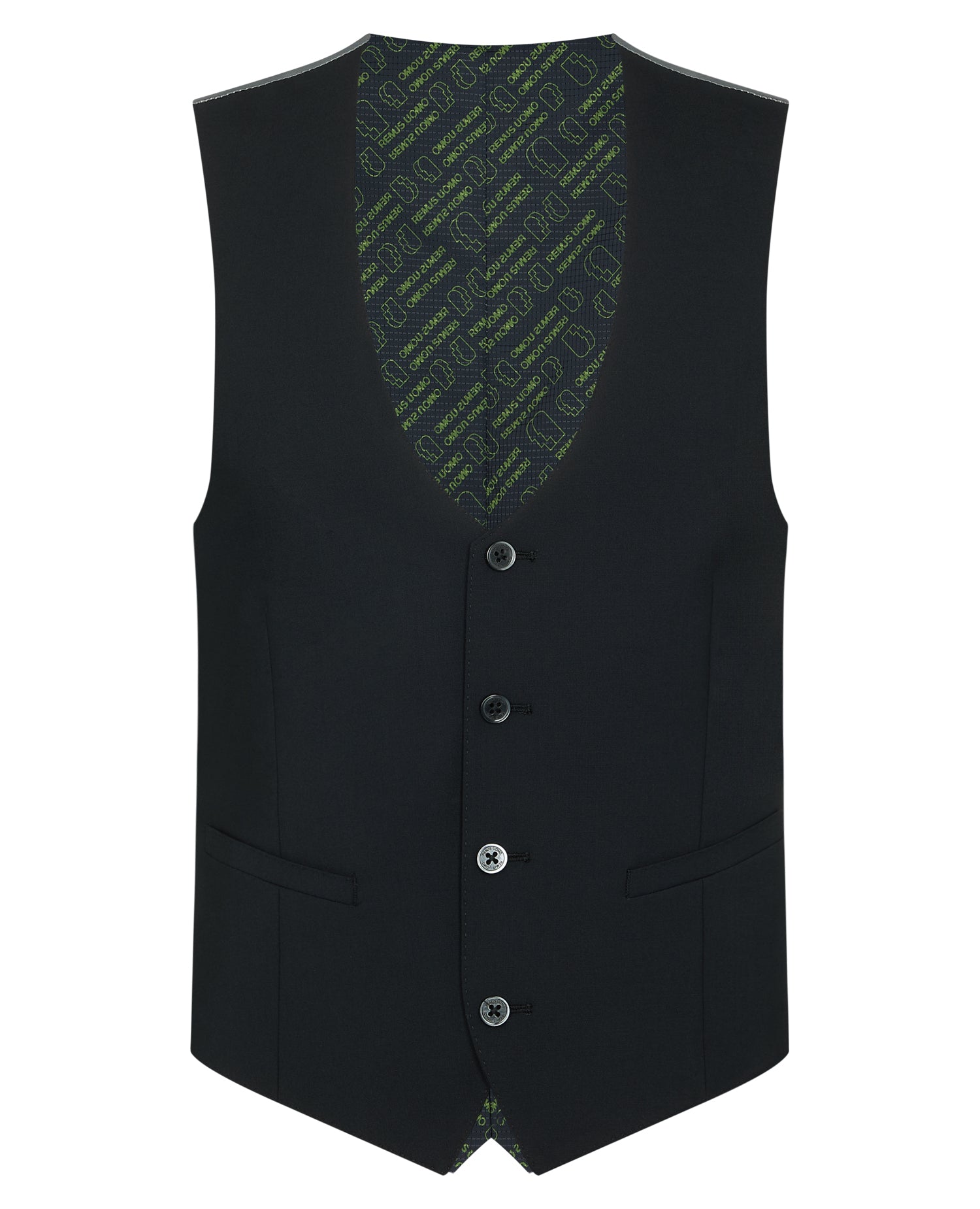 Man wearing a black Tapered Fit Black Waistcoat