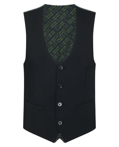 Man wearing a black Tapered Fit Black Waistcoat