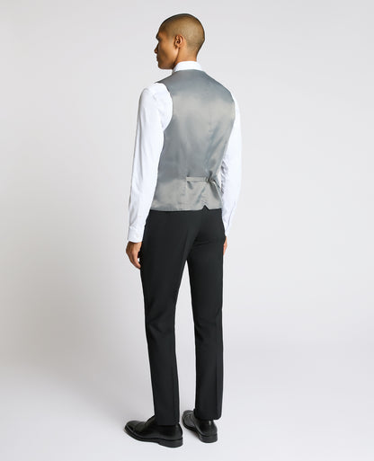 Man wearing a black Tapered Fit Black Waistcoat