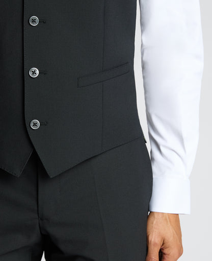 Man wearing a black Tapered Fit Black Waistcoat