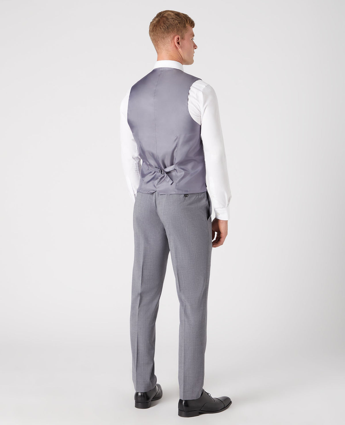 Man wearing a grey Slim Fit Wool-Rich Mix and Match Waistcoat