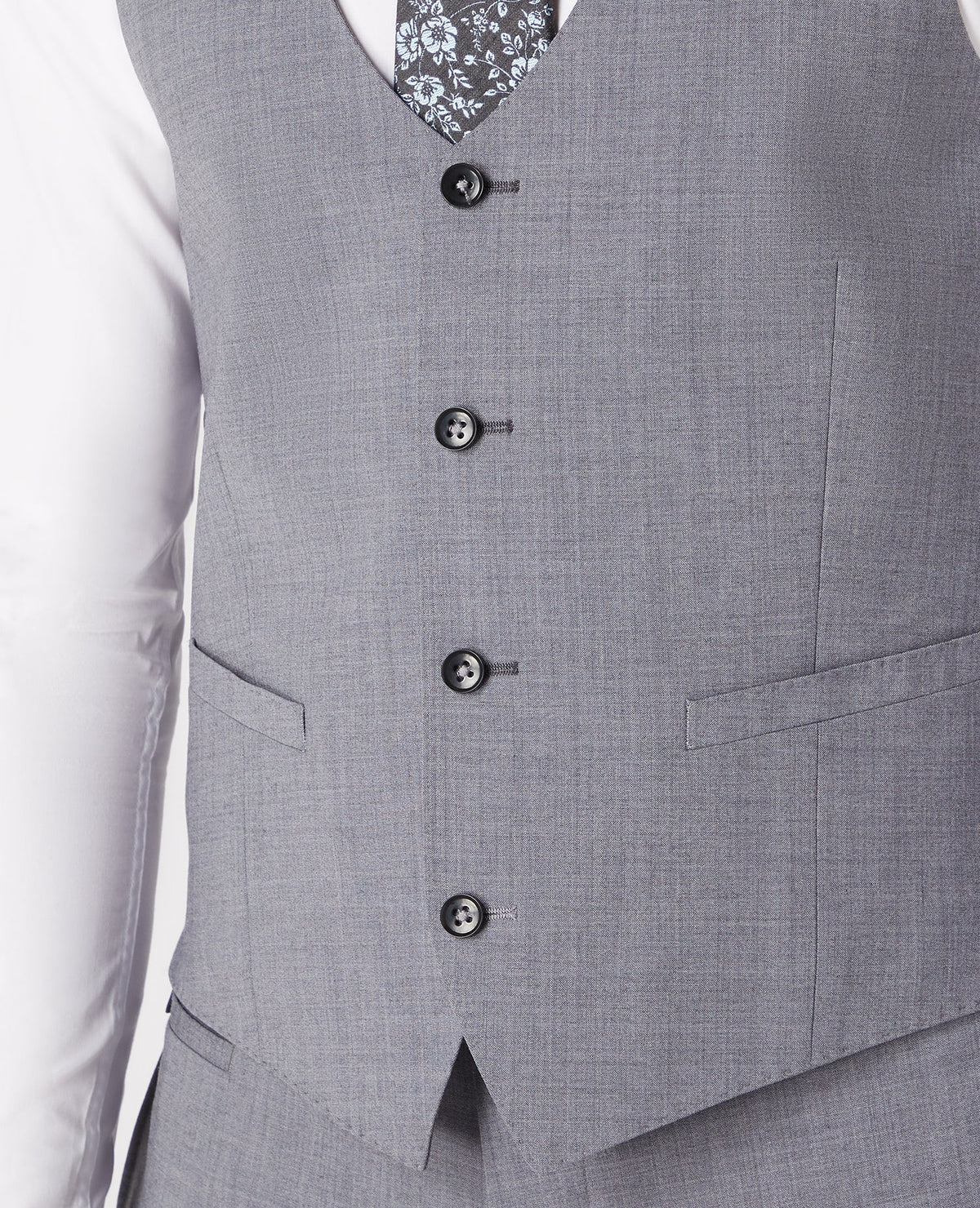 Man wearing a grey Slim Fit Wool-Rich Mix and Match Waistcoat