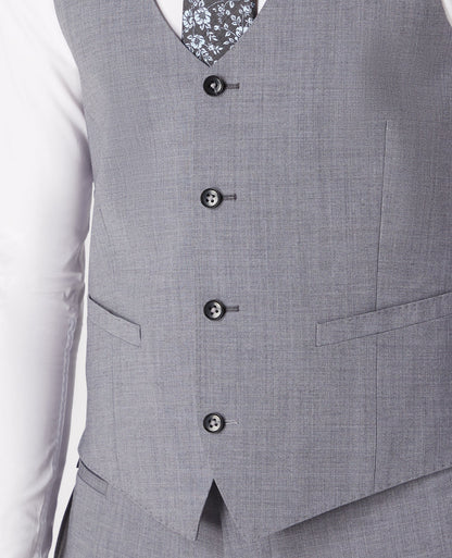 Man wearing a grey Slim Fit Wool-Rich Mix and Match Waistcoat