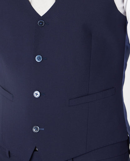 Man wearing a navy Slim Fit Wool-Rich Mix and Match Waistcoat