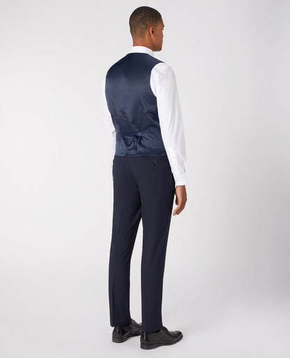 Man wearing a navy Slim Fit Wool-Rich Mix and Match Waistcoat