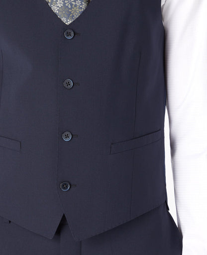 Man wearing a navy Slim Fit Wool-Rich Mix and Match Waistcoat