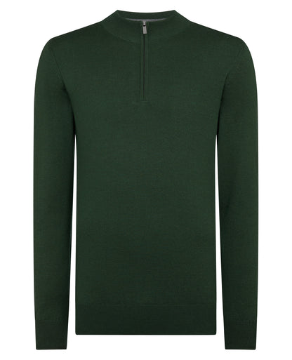 Tapered Fit Merino Wool-Blend Half Zip Sweater