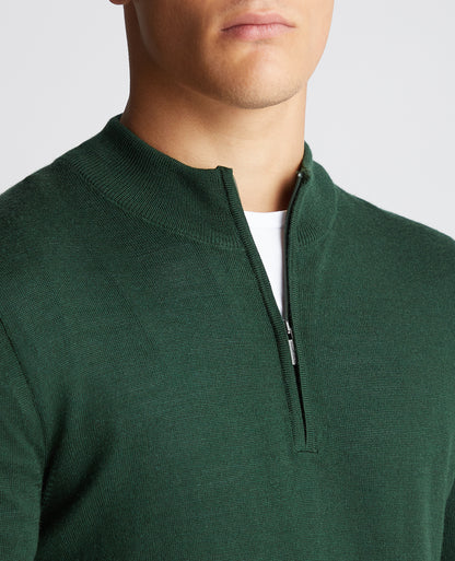 Tapered Fit Merino Wool-Blend Half Zip Sweater
