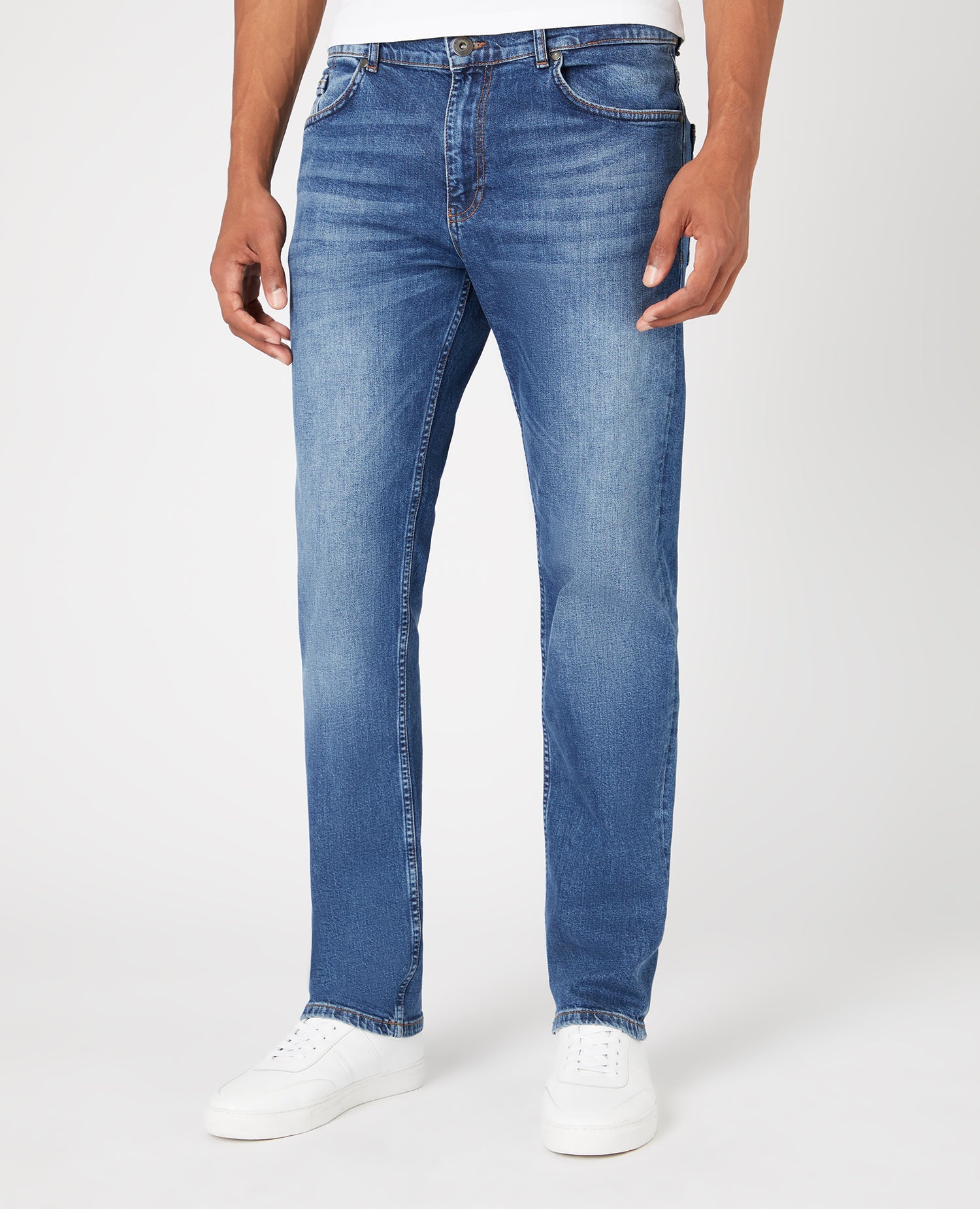 Straight Leg Cotton-Stretch Jeans