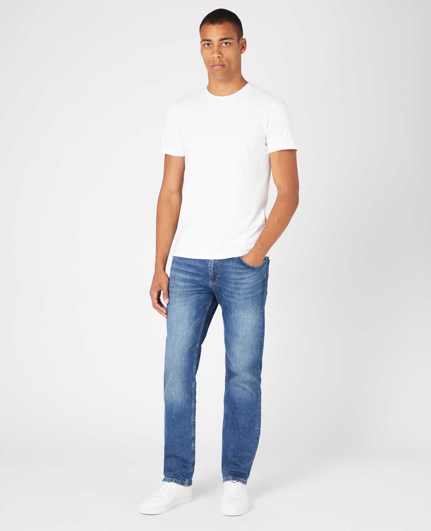 Straight Leg Cotton-Stretch Jeans