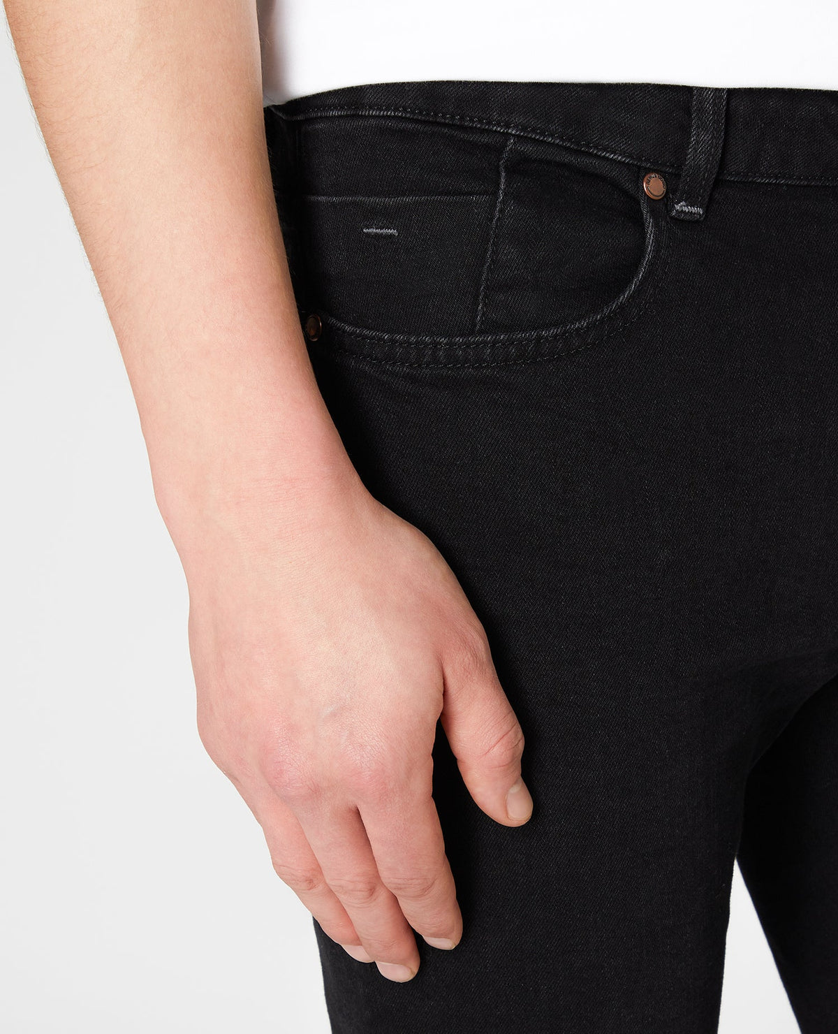 Man wearing a black Slim Fit Cotton Stretch Jeans