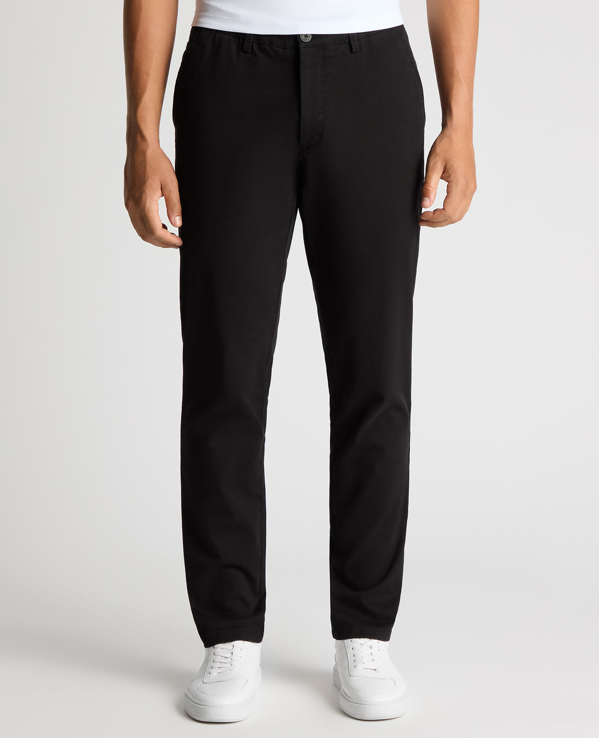 Man wearing a black Slim Leg Cotton-Stretch Chino