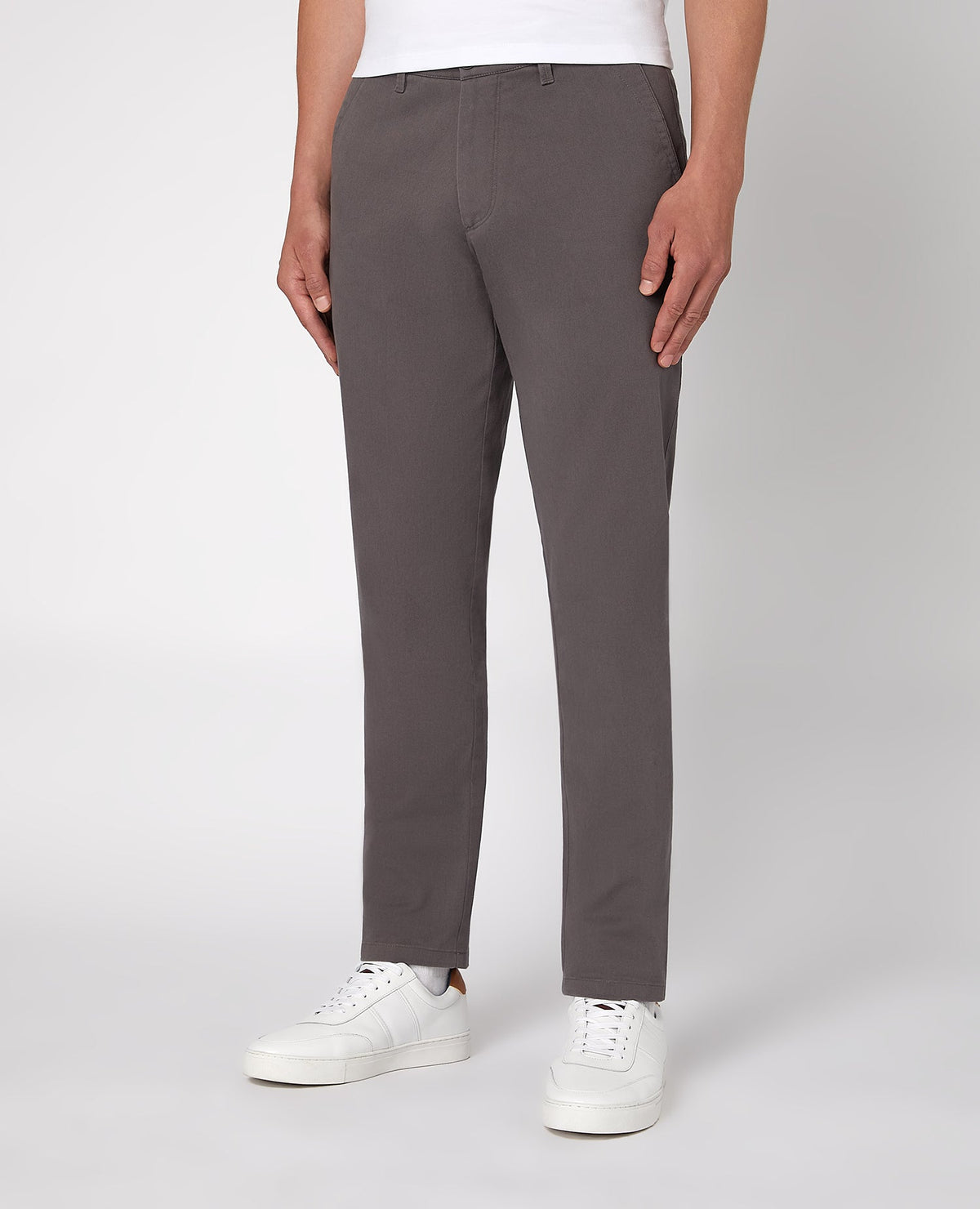 Man wearing a grey Slim Leg Cotton-Stretch Chino