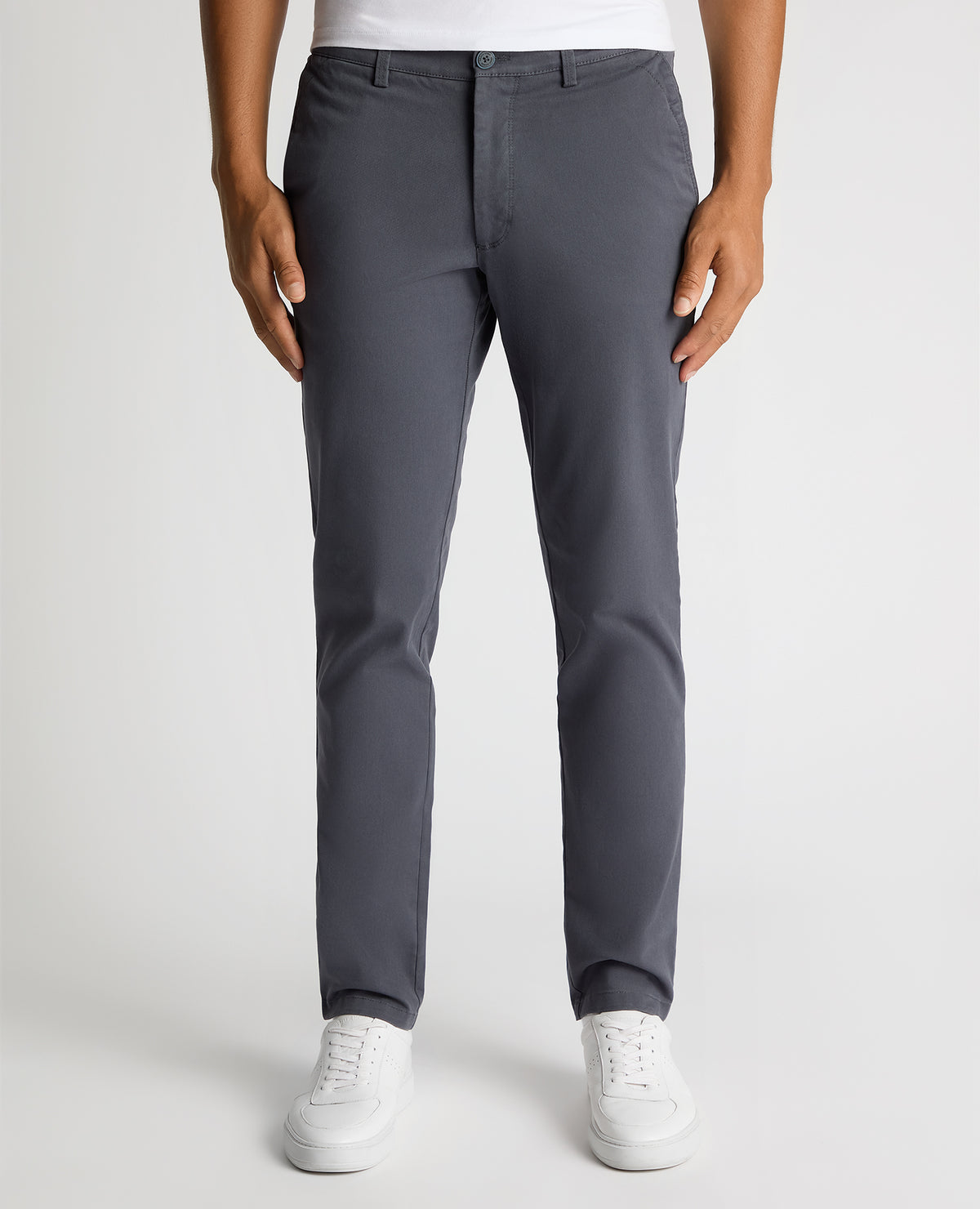 Man wearing a blue Slim Leg Cotton-Stretch Chino
