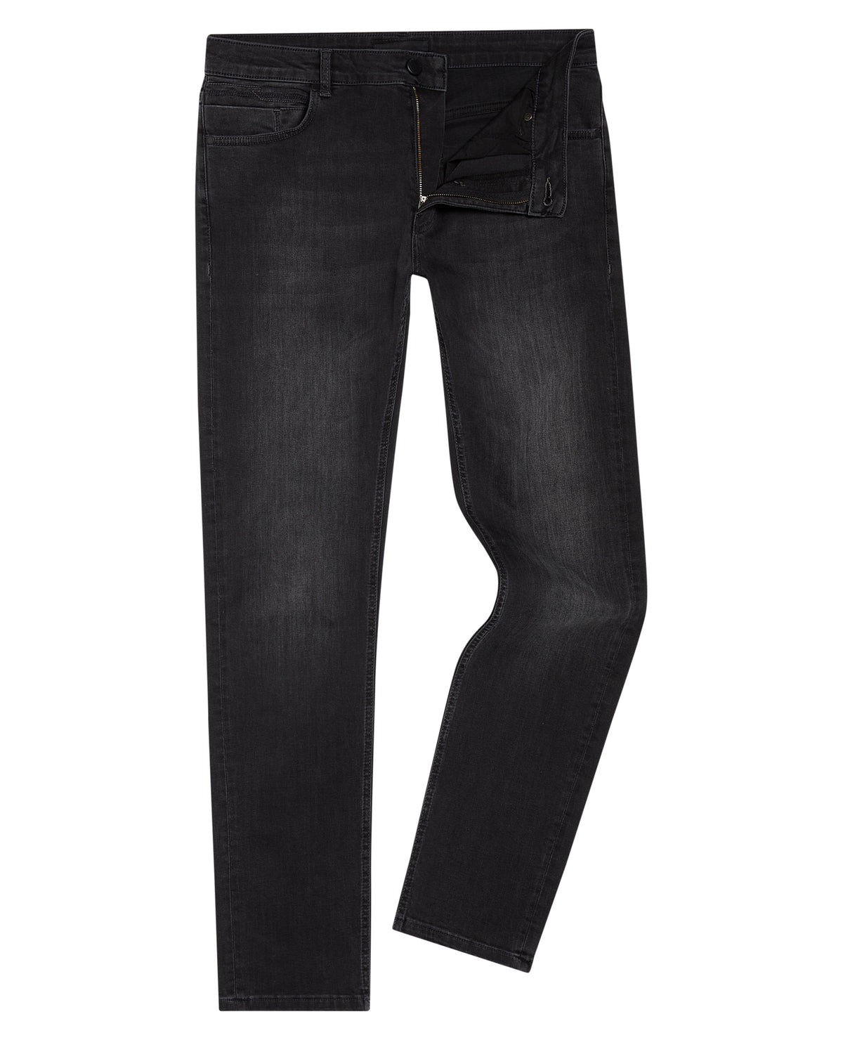 Man wearing a grey Apollo Slim Leg Cotton Power Stretch Jeans