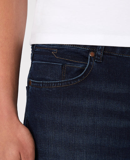 Man wearing a navy Apollo Slim Leg Cotton Power Stretch Jean