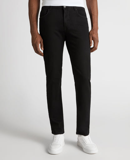 Man wearing a black Rogan Straight Leg Powerstretch Jean