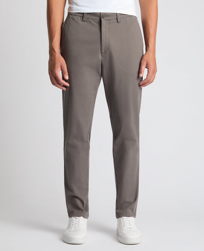 Man wearing a grey Straight Leg Cotton-Stretch Washed Chino