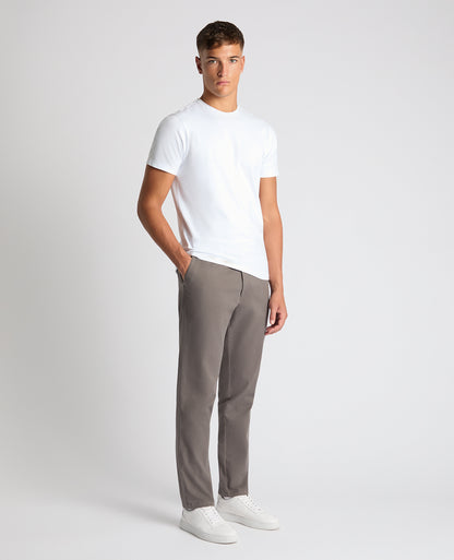 Man wearing a grey Straight Leg Cotton-Stretch Washed Chino