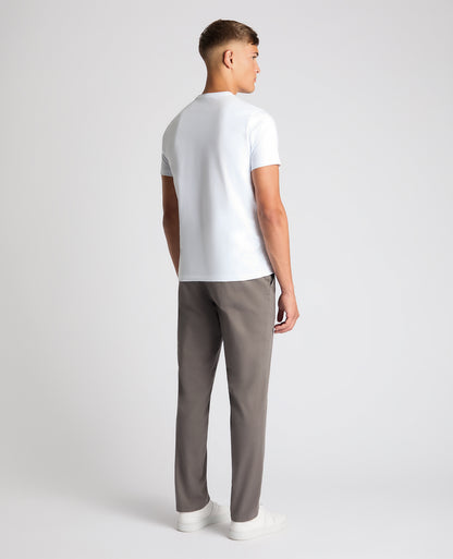 Man wearing a grey Straight Leg Cotton-Stretch Washed Chino